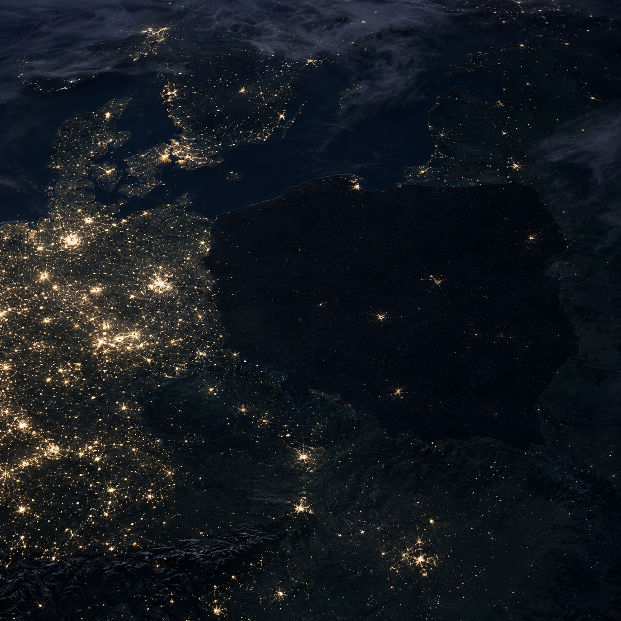 Polska nocą — ciemność nad krajem